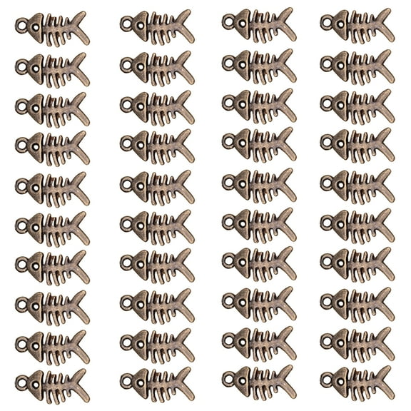 AOOOWER 40pcs Fishbone Pendants In Antique Finish for Personalize Jewelry Craft