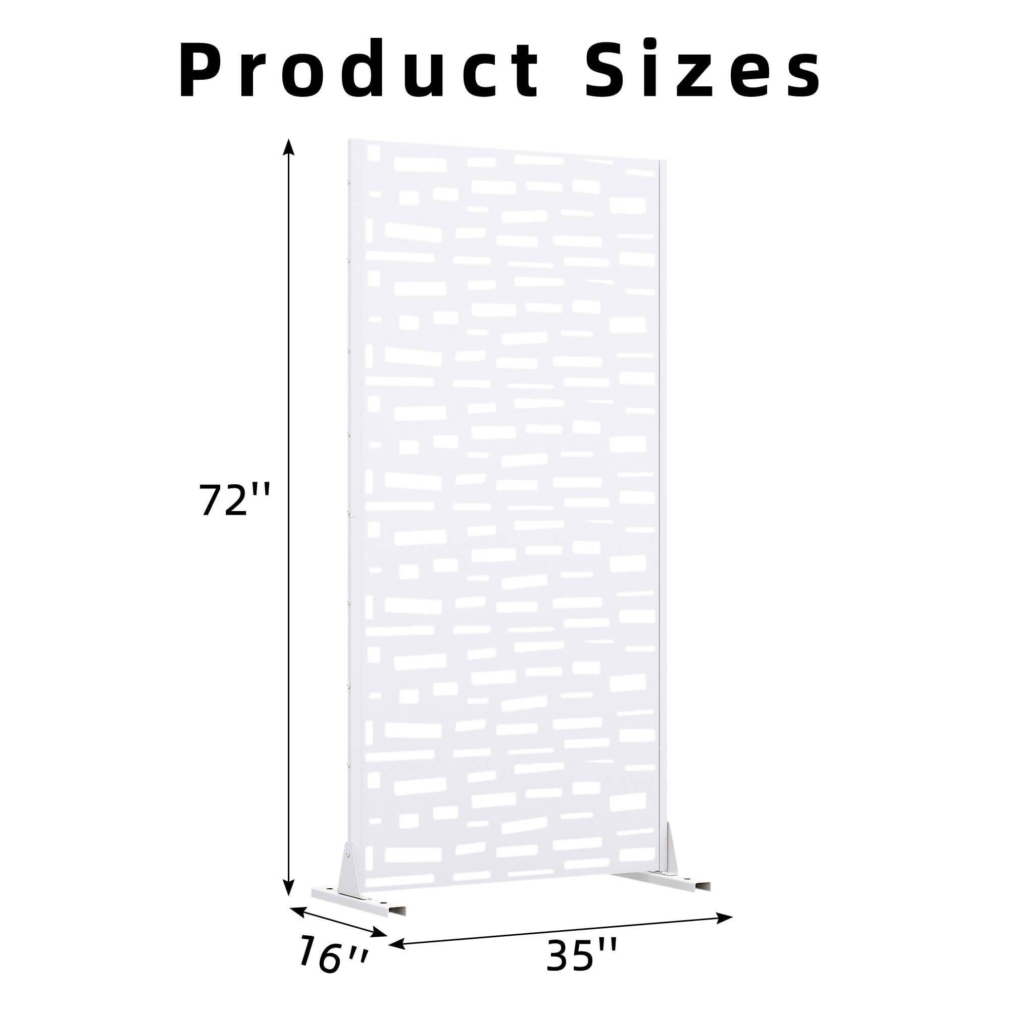 MAYEERTY 72x35x16 Inch White Rectangular Galvanized Steel Privacy Screen, 6 Piece Set for Outdoor Street