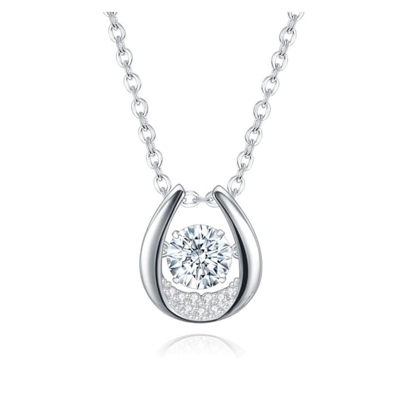 Gaspara Dancing Stone Moissanite Silver Pendant Necklace Women Valentine's Day Gifting Daily Wear