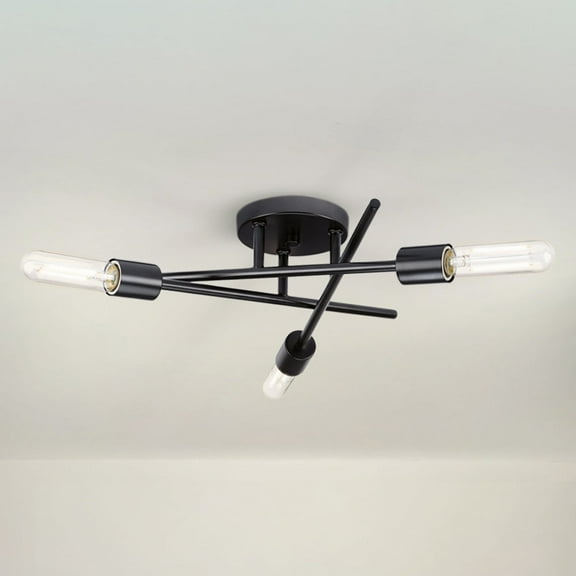 Luxury Mid Century Modern Ceiling Light, Matte Black, UHP4424