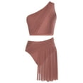 thumbnail image 2 of Aislor Women's Rhinestone Crop Tank Top with Mesh Skirted Briefs Dancewear Dusty Pink XL, 2 of 7