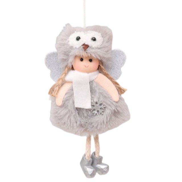 Naiovety Árbol de Navidad Ángel muñeca hogar interesante diseño de escena DIY colgante de Navidad suministros para fiestas adornos colgantes Kits de decoración para fiestas Gris