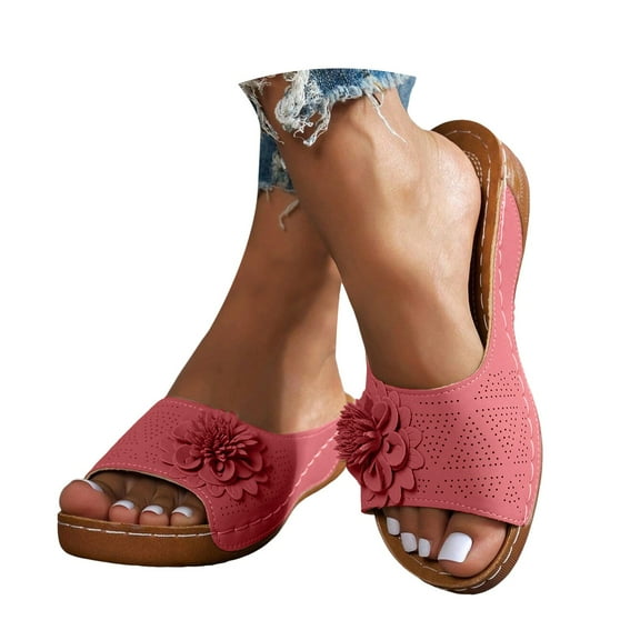 Platform Wedge Sandals for Women 2025 Summer Comfortable Casual Leather Walking Dress Slip on Sandals