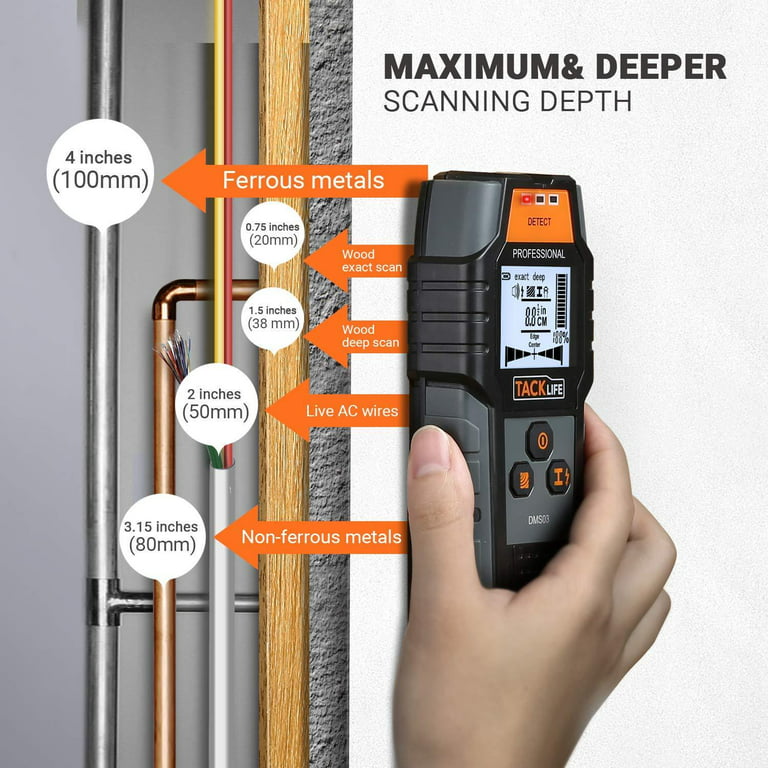 Detector profesional de tuberías, madera y cables Tacklife »