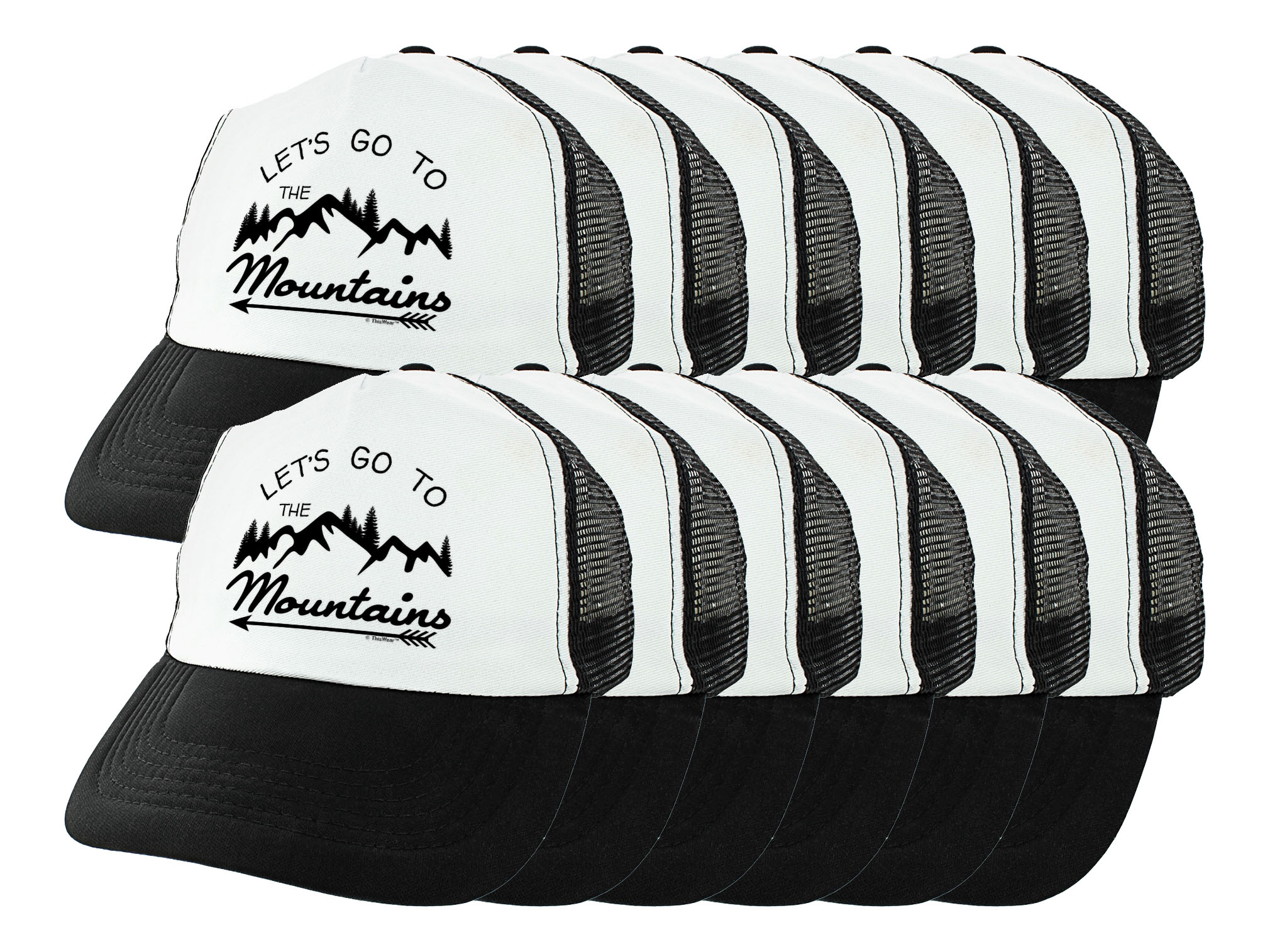 ThisWear Hike Hats Let's Go to the Mountains Mountaineer Hat Hiking Apparel Ski Hats 12-Pack Trucker Hats - image 1 of 1