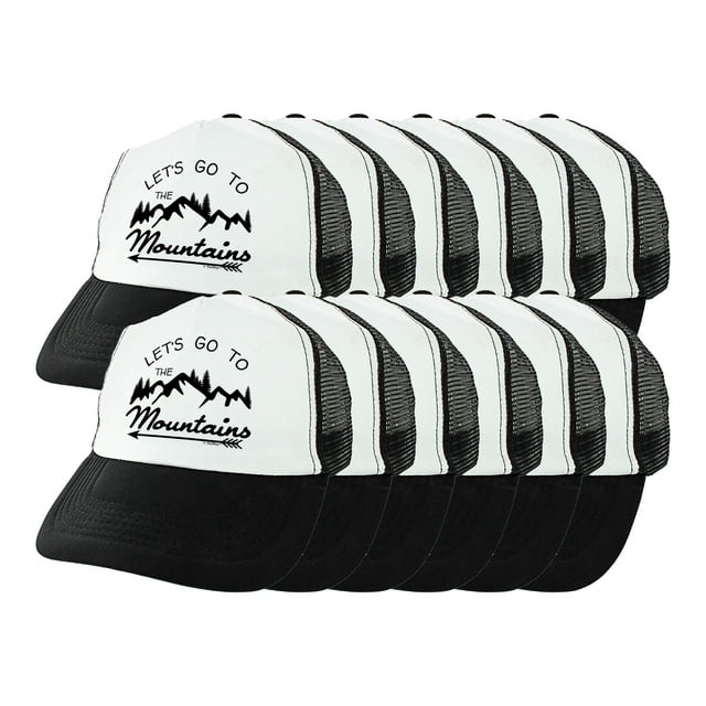 ThisWear Hike Hats Let's Go to the Mountains Mountaineer Hat Hiking Apparel Ski Hats 12-Pack Trucker Hats
