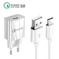 thumbnail image 2 of For Samsung Galaxy A52 S20 FE Note 20 Ultra Plus A51 A71 A21S QC 3.0 Mobile Phone Charger USB Fast Wall Adapter USB Type-c Cable 0.2m For Type-c USB, 2 of 6