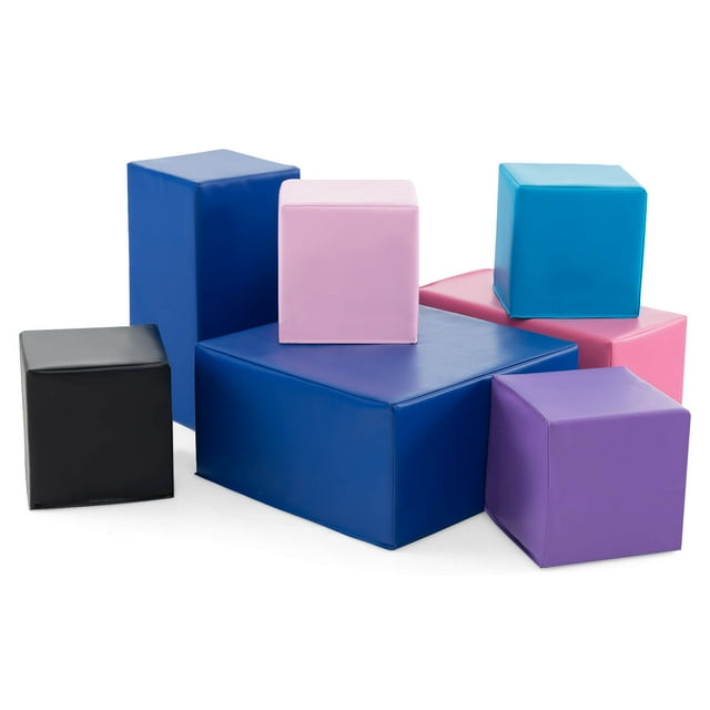 Costway 7 Pcs Blocs de Construction en Mousse Colorés Cubes Souples en Mousse d'Escalade pour Enfants