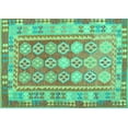 thumbnail image 1 of Ahgly Company Machine Washable Indoor Rectangle Oriental Turquoise Blue Traditional Area Rugs, 8' x 12', 1 of 4