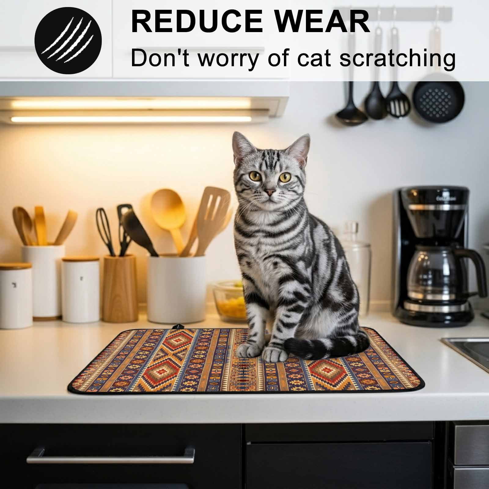 Southwest Boho Stove Top Cover for Electric Stove, Heat-proof & Non Slip Glass Top Stove Cover Protector, Retro Farmhouse Abstract Geometric Striped Kitchen Flat Cooktop Rubber Mat 24x21 Inches