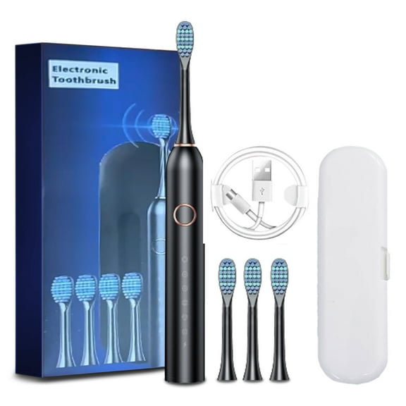 Ashosteey Clean Electric Toothbrush for Adults,Rechargeable Sonic Toothbrush, Deep Clean Electric Toothbrush, Fast Charge Toothbrush,With 4 Brush Heads With Travel Case- 6 Cleaning Modes