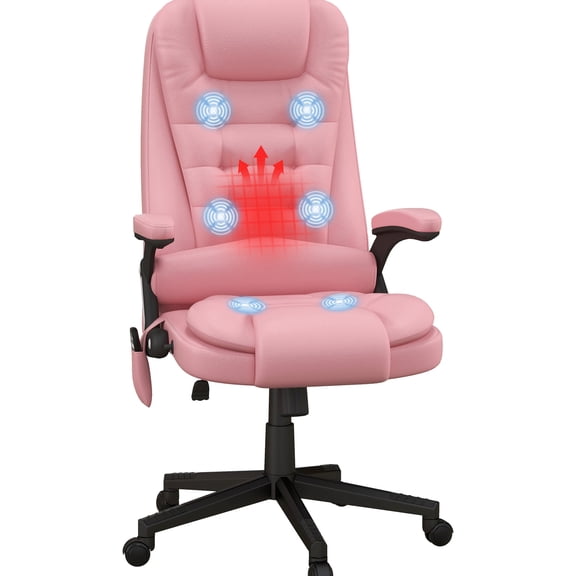 120 - Degree Recline & Six - Point Massage / Enjoy Breaks in Pink Desk Chair