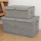 thumbnail image 5 of Caja de almacenamiento de ropa de lino de 50 x 30 cm con doble tapa, organizador de ropa, tamaño L, gris, 5 of 7