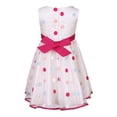thumbnail image 2 of Little Girls Fuchsia Polka Dot Pleated Waist Dress 5, 2 of 2