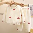 thumbnail image 2 of LIaqionyy Toddler Fleece Pajama Set 2 Piece Flannel Outfits Fuzzy Long Sleeve Top and Pants Kids Warm Outfits, 2 of 4