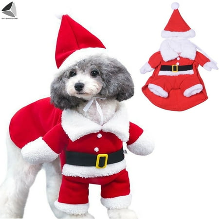 UPC: 0840212800544 | Sixtyshades Christmas Pet Clothes Santa Dog Standing Coat Funny Cosplay Costume for Small Medium Dog Cat (Size M)