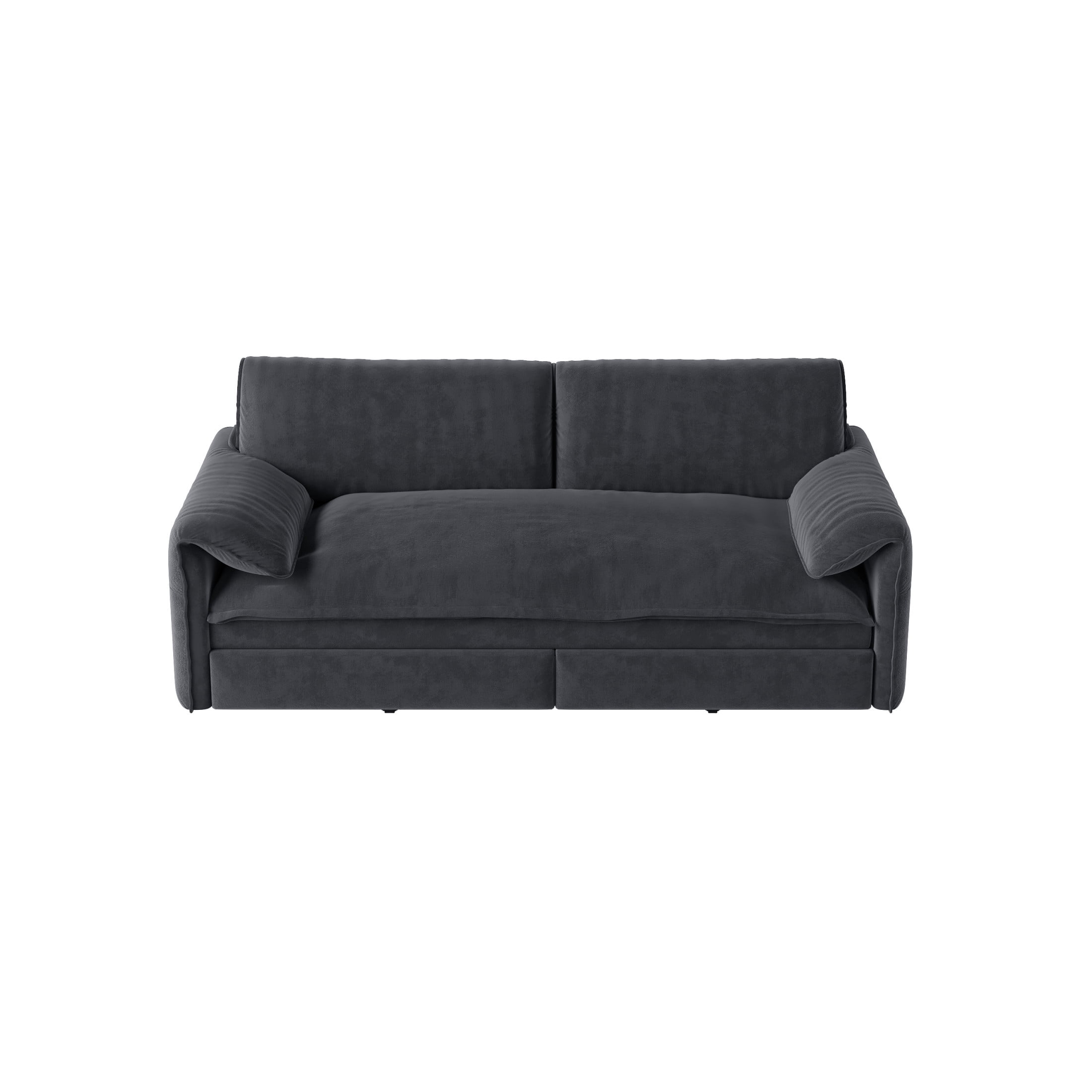 Noble House Alver Velvet Pull Out Loveseat Sofa Bed, 3-in-1 Convertible Queen Sleeper with Side Pocket, Grey