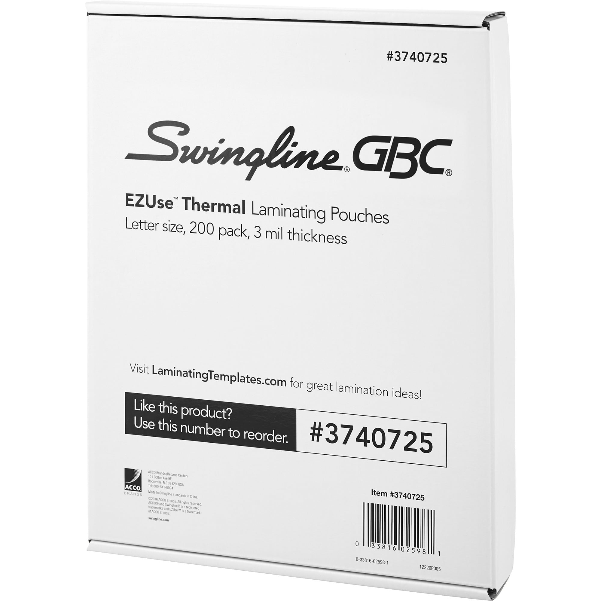GBC, GBC3740725, EZUse Thermal Laminating Pouches, 200 / Pack, Clear