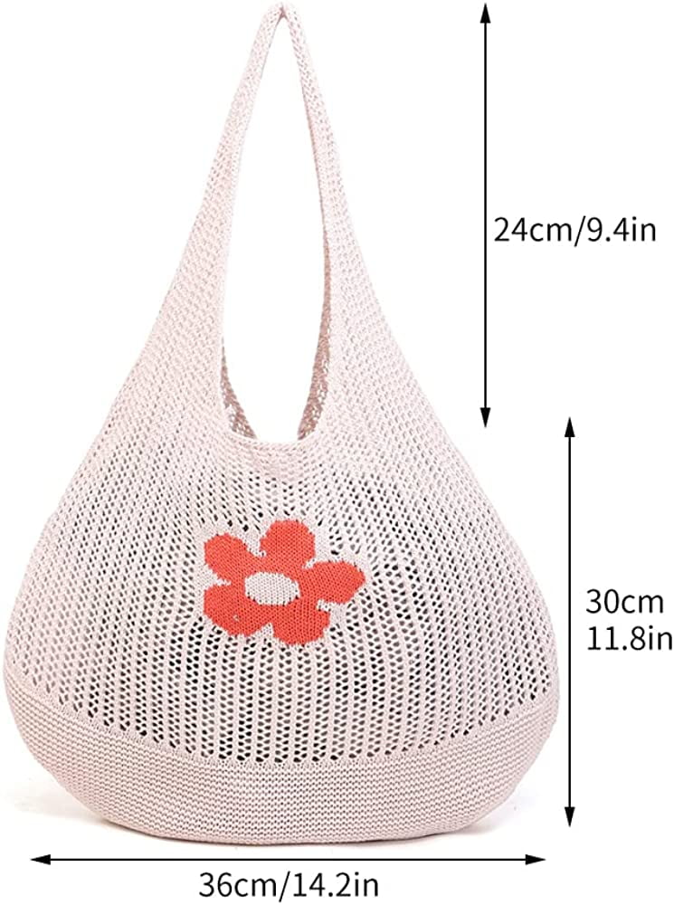 CoCopeaunts Womens Beach Tote Bags Shoulder Handbags knit bag Tote bag aesthetic Accessories for school Crocheted cute Tote bags