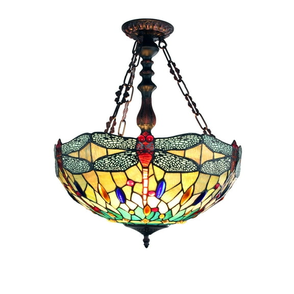 Radiance Goods Tiffany-Style Blackish Bronze 3 Light Hanging Pendant 18" Wide