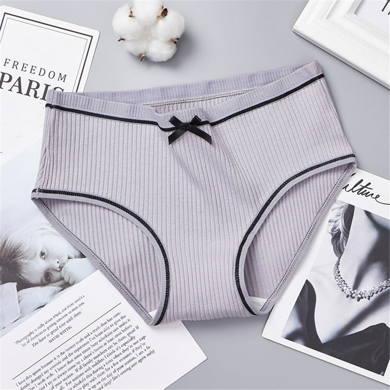 HUPOM Womens Panties Panties For Girls Briefs Casual Tie Seamless Waistband  Gray 
