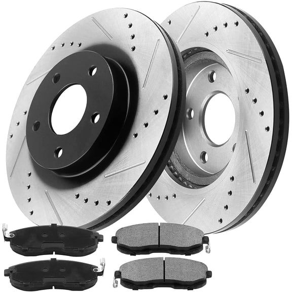 MotorbyMotor Rear Brake Rotors 313mm Drilled & Slotted Design Brake Rotor & Brake Pad kit Fits for Honda Polit 2003-2008 (All Models), Acura MDX 2001 - 2006 (AWD Models)