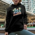 thumbnail image 2 of Sunshine and Good Vibes, Tropical & Summer Themed Art Merch Gift, Black Hooded Sweatshirt or Hoodie, Small, 2 of 5