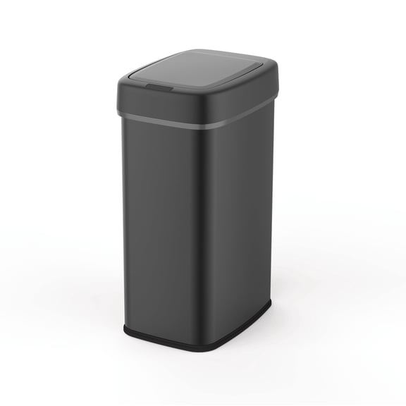 Nine Stars Automatic Kitchen Trash Can, 13.2 Gallon Stainless Steel, Motion Sensor Garbage Bin with Soft Close Lid, Black