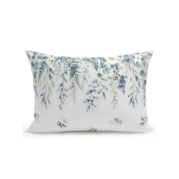 Outdoor Pillows Waterproof, Blue Eucalyptus Leaves Bedding Throw Pillows with Insert for Couch Sofa Bed, Rustic Floral Summer Retro Botanical 12x20 Inch Pillowcases Decorative Patio Pillow Set of 1