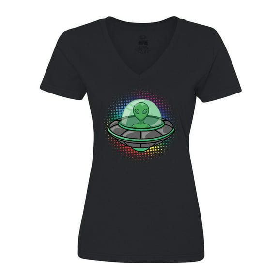 Inktastic Spaceship Funny Alien Outer Space Women's V-Neck T-Shirt