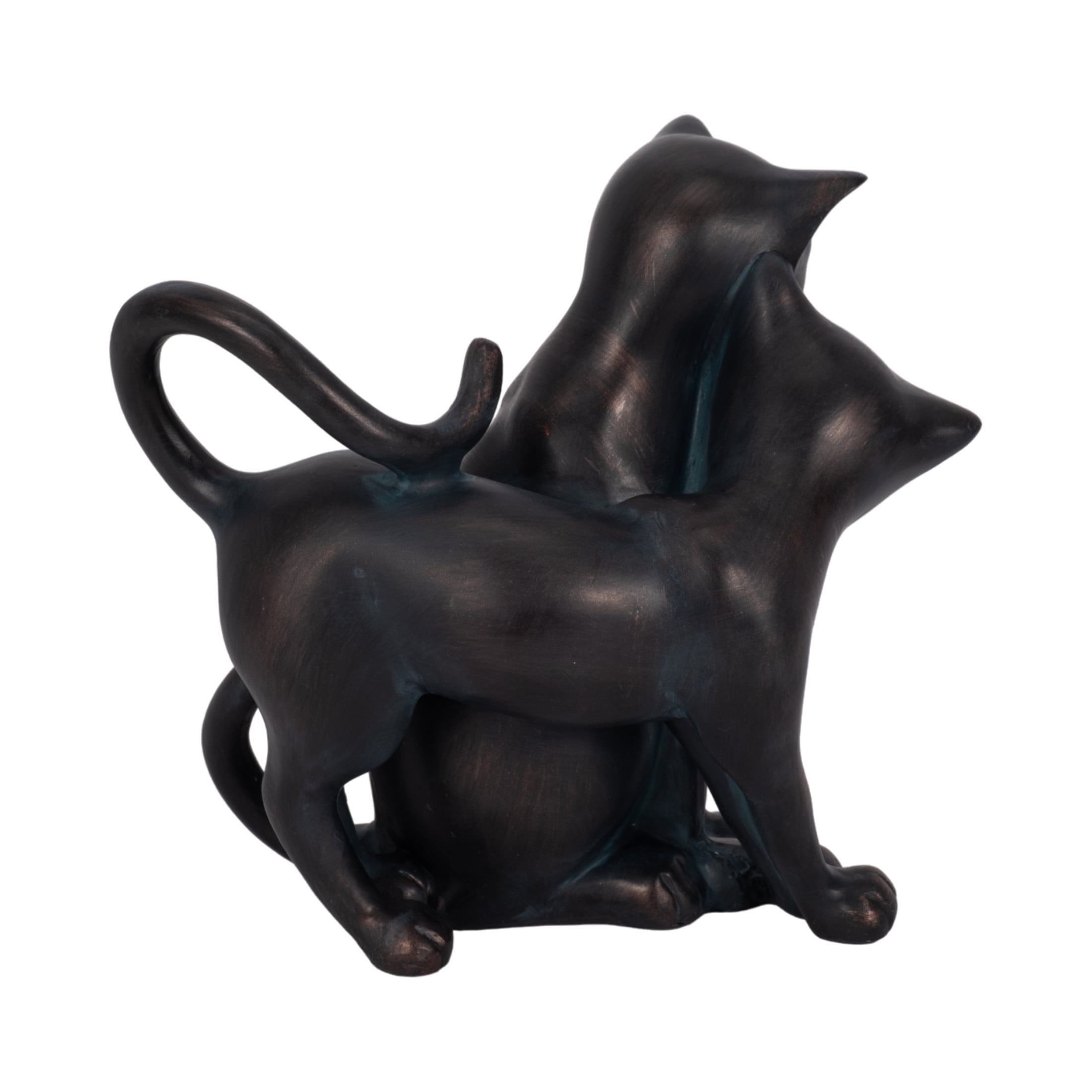 Whimsical Cuddling Cats Figurine for Garden Decor - Resin Figurine for Front Porch, Patio, and Backyard Decoration - Decorative Garden Statue for Yard Art and Walkway Display - 7", Bronze