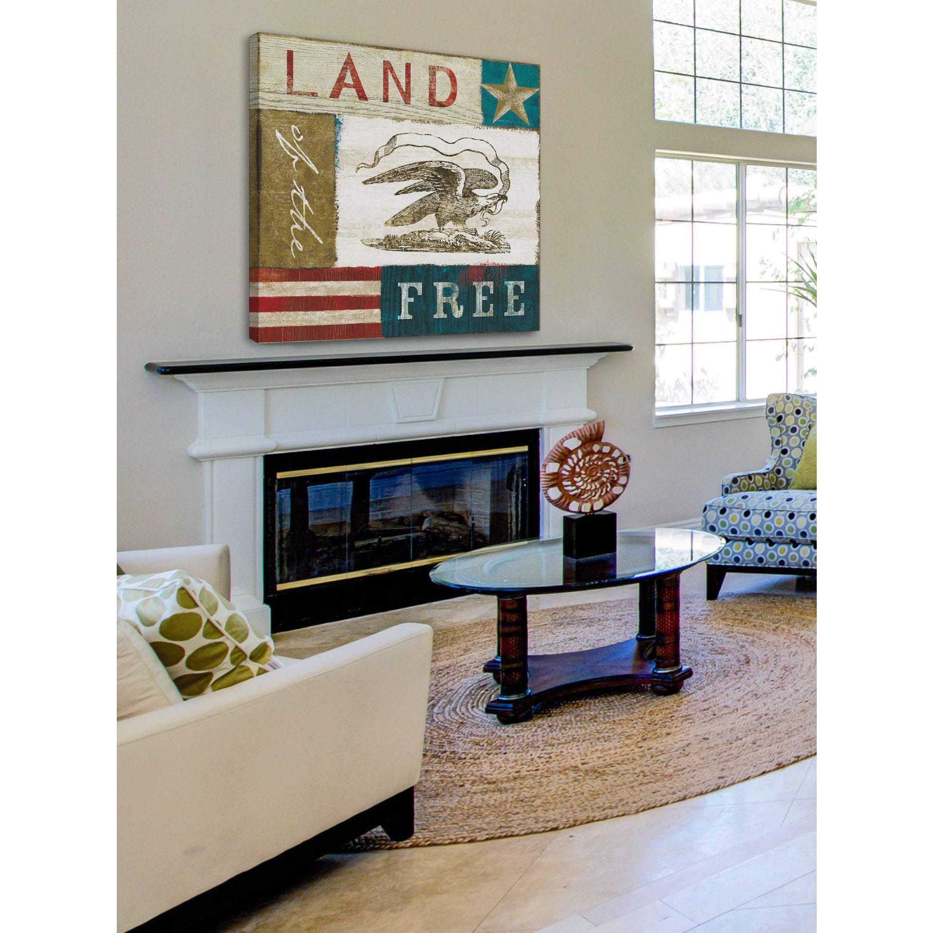 Marmont Hill "Eagle I Block Print" Painting Print on Canvas