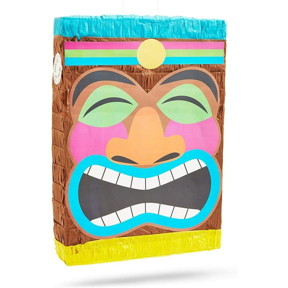 BLUE PANDA Tropical Tiki Pinata - 16.7 x 11.6 x 3.15 In, Multicolor, 1 Count - Luau Party Pinata for Tiki Party Decoration