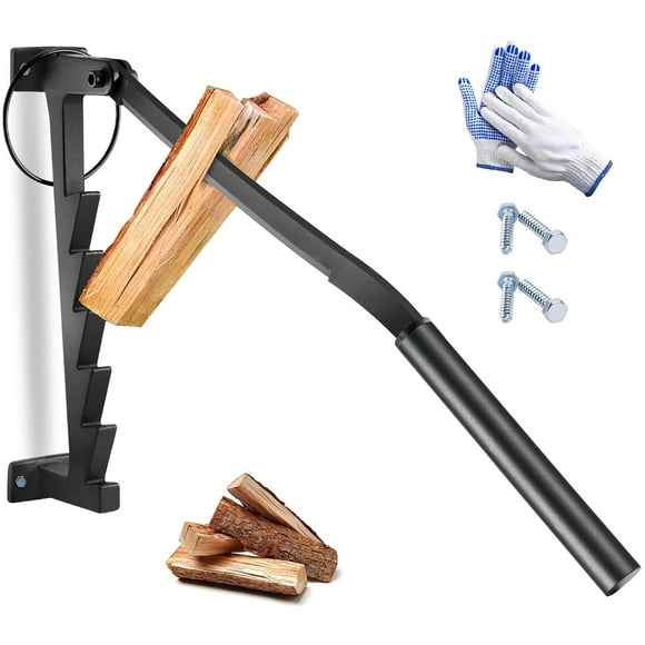 Splitter Manual Log Splitter Wood Wall Mounted Portable Firewood Splitter with Screws, Dual Handles Available for Efficient Splitting
