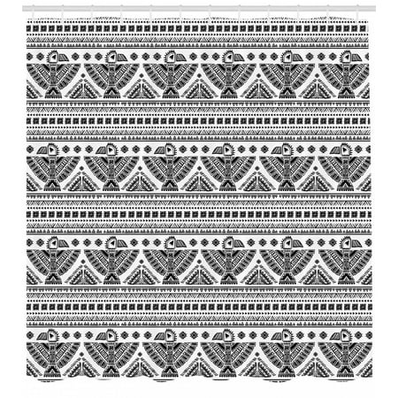 Native American Shower Curtain Ethnic Primitive Tribal Art Pattern Native American Shower Curtain Ethnic Primitive Tribal Art Pattern With Eagle Symbol Mystic Culture Folk Fabric Bathroom Set Hooks Black White