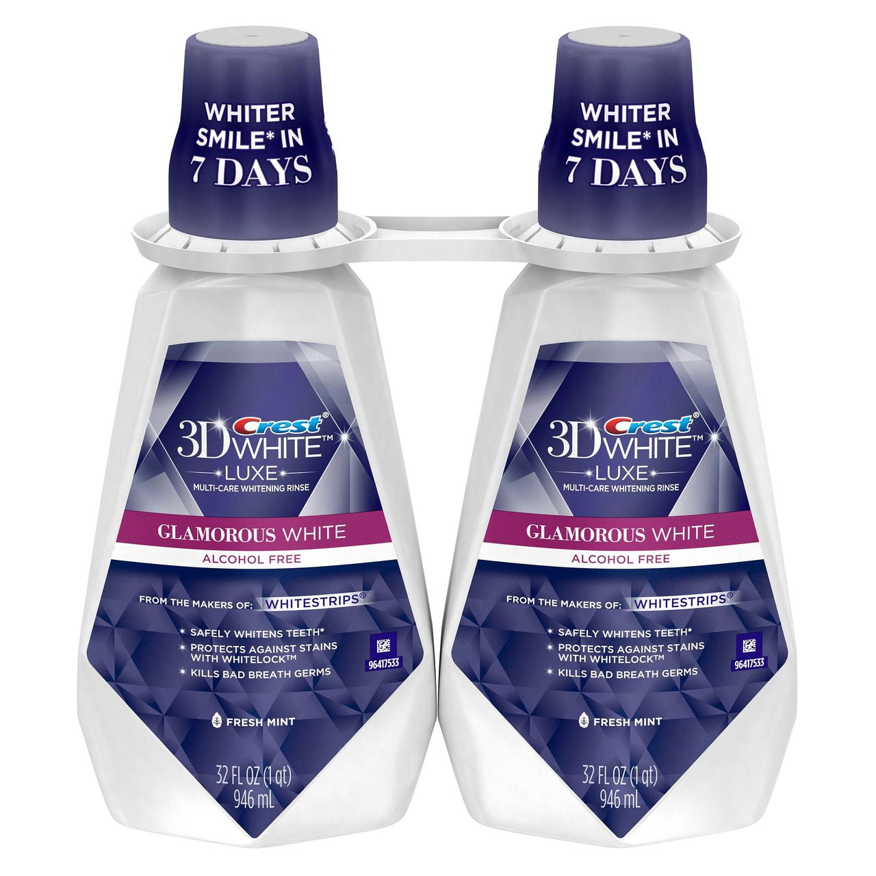 Crest 3D White AlcoholFree Whitening Mouthwash, Fresh Mint, 2 Pk, 32