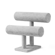 Velvet Bracelet Holder - Gray 2-Tier Bracelet Stand Display Storage - Detachable T-bar Bracelet, Anklet, Bangle Holder Organizer for Women, Men, Girl