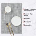 thumbnail image 6 of Woven Vinyl PVC Placemats Set of 4 Wipe Clean Table Placemats Heat Resistant Wipeable Non Slip Table Mats Indoor Outdoor, Gray White, 6 of 6
