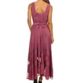 thumbnail image 2 of Sakkas Zendaya Stonewashed Rayon Embroidered Floral Vine Sleeveless V-neck Dress - Orchid - 1X/2X, 2 of 4
