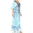 thumbnail image 4 of Sakkas Yeni Women's Short Sleeve V-neck Summer Floral Long Caftan Dress Cover-up - TTU389-Turq - One Size, 4 of 5