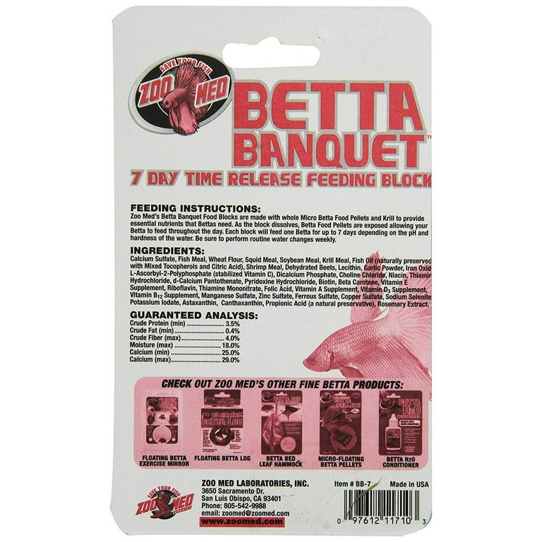 ZOO MED BETTA BANQUET 7 DAY TIME RELEASE FEEDING BLOCK ZOO MED BETTA BANQUET 7 DAY TIME RELEASE FEEDING BLOCK