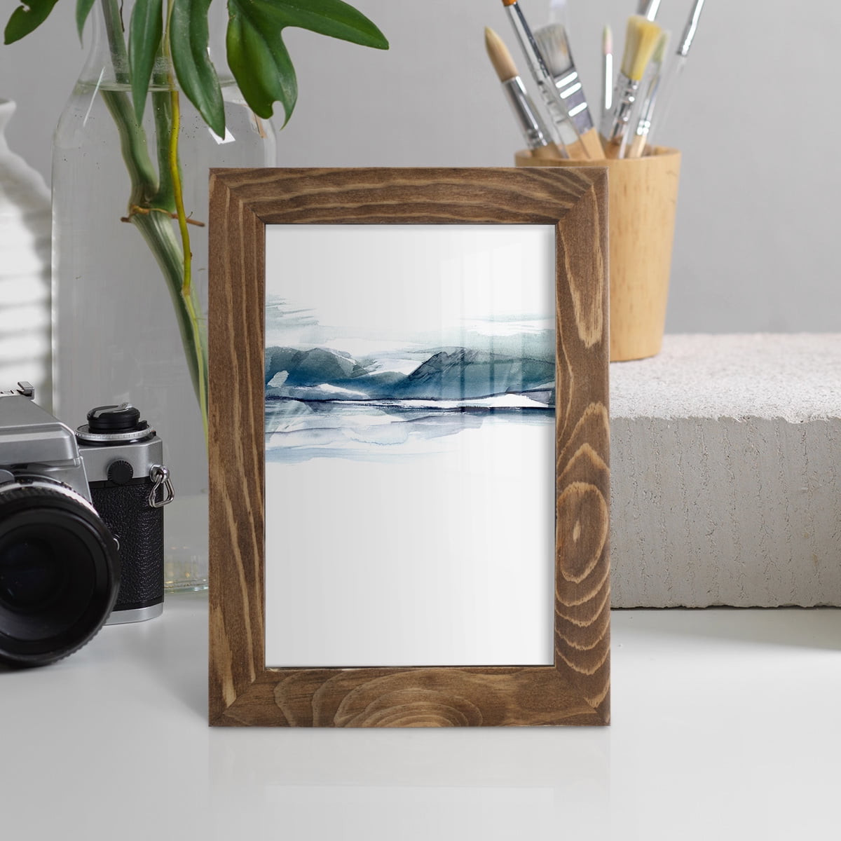 Stark Horizon I - Framed Print w/glass - Walnut
