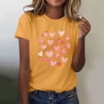 thumbnail image 5 of Camiseta de Manga Corta de Cuello Redondo con Patrones de Corazón de Moda de las Mujeres para Diario, Fiesta, Primavera Y Verano, 5 of 5