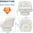 thumbnail image 2 of Modern Swivel Barrel Accent Chair, 360° Teddy Fabric Upholstered Armchair with Striped Backrest & Plush Padding, Comfy Round Lounge Chair for Living Room, Bedroom, Reading Nook, Beige, 2 of 8