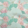 thumbnail image 1 of oneOone Silk Tabby Light Blue Fabric Asian Japanese Floral Dress Material Fabric Print Fabric By The Yard 42 Inch Wide, 1 of 5