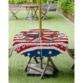 thumbnail image 4 of Outdoor Tablecloth with Umbrella Hole,Independence Day USA Flag Ripple Plank Spillproof Waterproof Table Cloth Zippered Table Covers,Stars and Stripes Retro Linen Washable Tablecloths for Picnic, 4 of 6