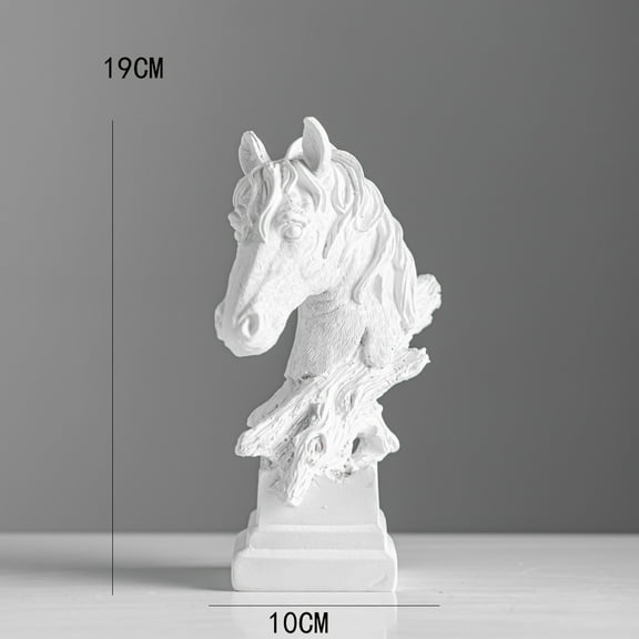 1pcs White Resin Big Horse Head Figurines, Decorative Ornaments for Table Centerpiece Living Room Decor