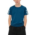 thumbnail image 1 of Zpanxa Boys Athletic Shirts Solid Color Round Neck Short Sleeve Sports Top Comfortable Running Tee With Polyester 3-4 Years, 1 of 7