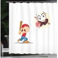 thumbnail image 3 of Ambesonne Baseball Shower Curtain, Happy Cartoon Whimsical, 69"Wx70"L, Cream Vermilion Ginger, 3 of 4
