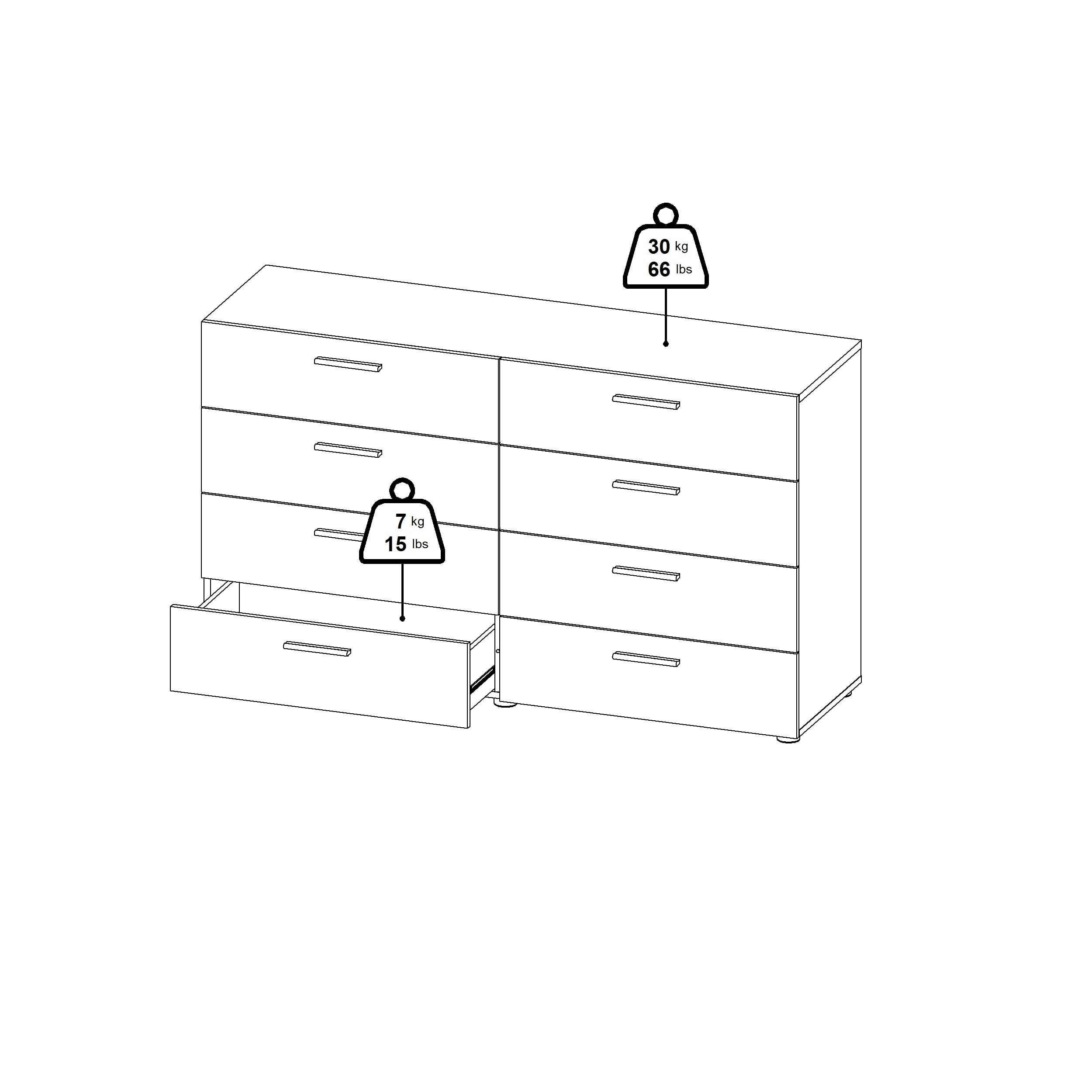 Tvilum Loft 8 Drawer Double Dresser for Adults, Black Woodgrain